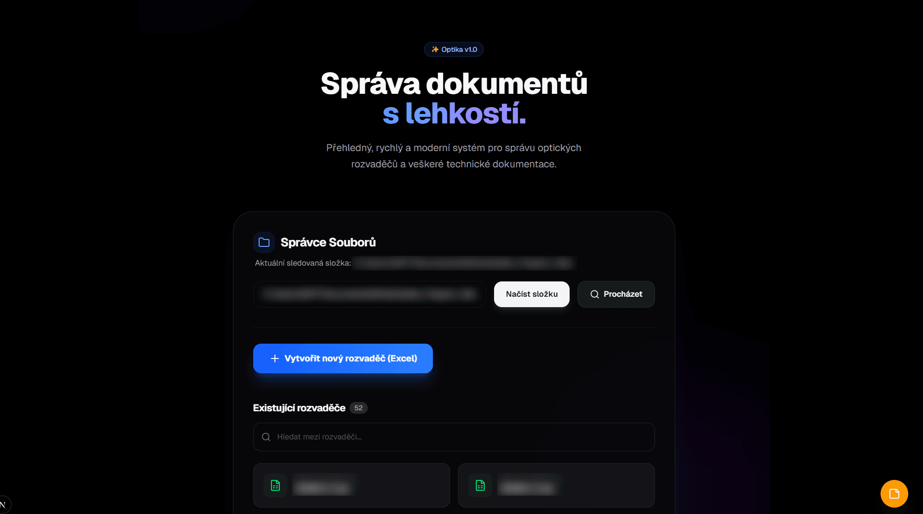 Optika – Správa optických rozvaděčů